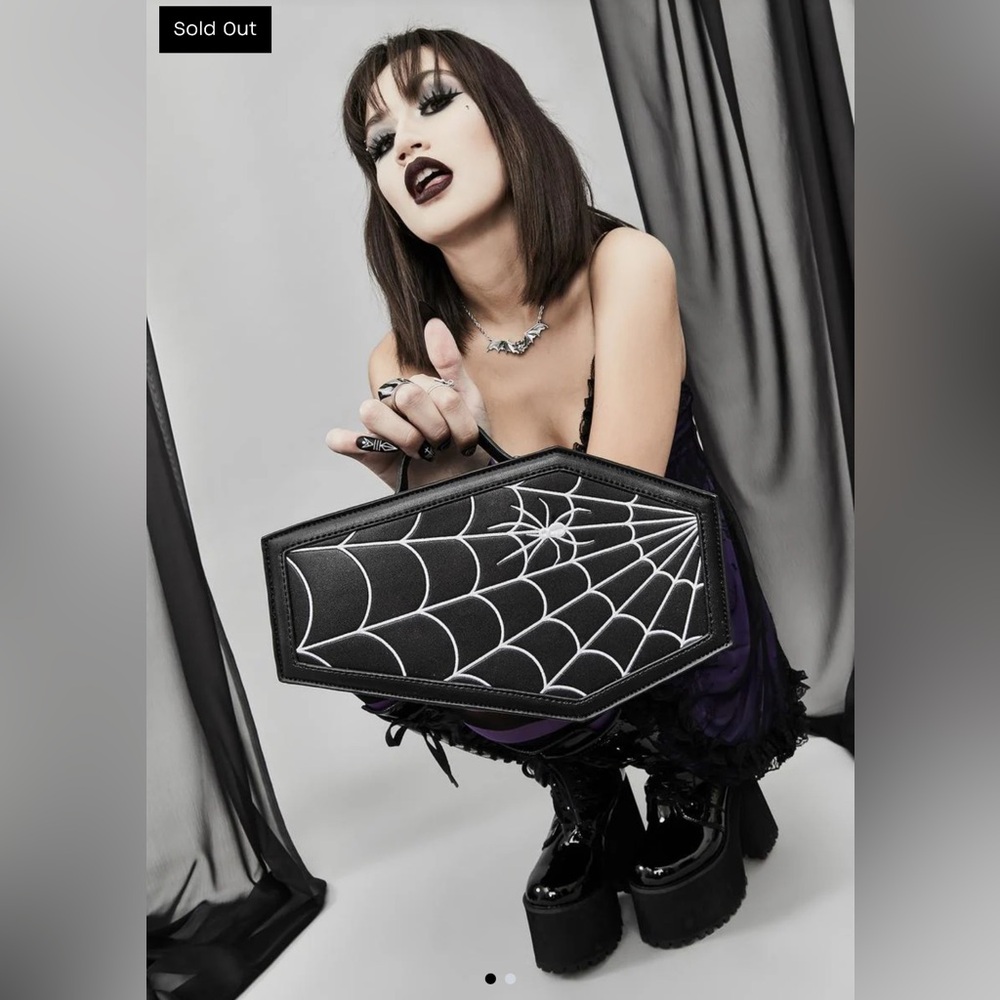 DOLLS KILL WIDOW TOMBS OF ENDEARMENT SPIDERWEB COFFIN MAKEUP BAG